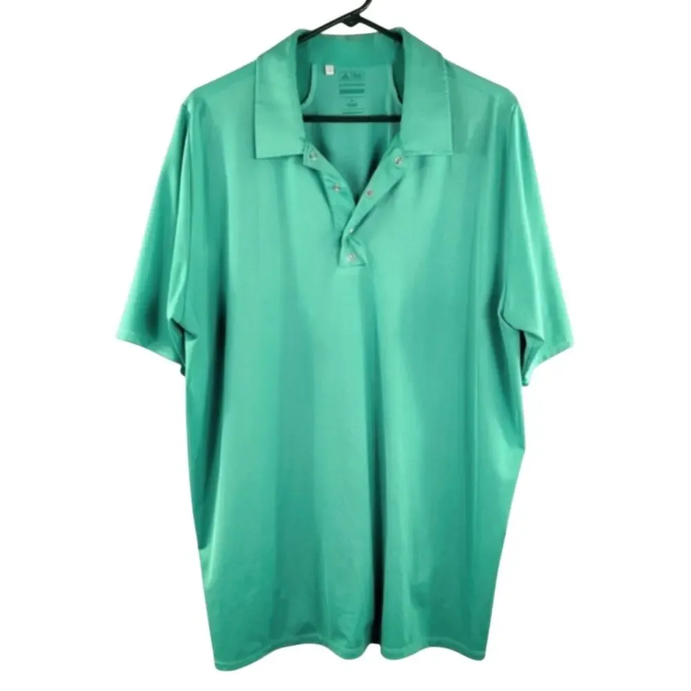 Adidas Mens Large Performance Polo Shirt Green Short Sleeve Golf Stretch Top